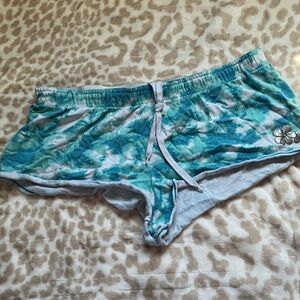 Hard Candy Turquoise Tie-Dye Athletic Lounge Shorts